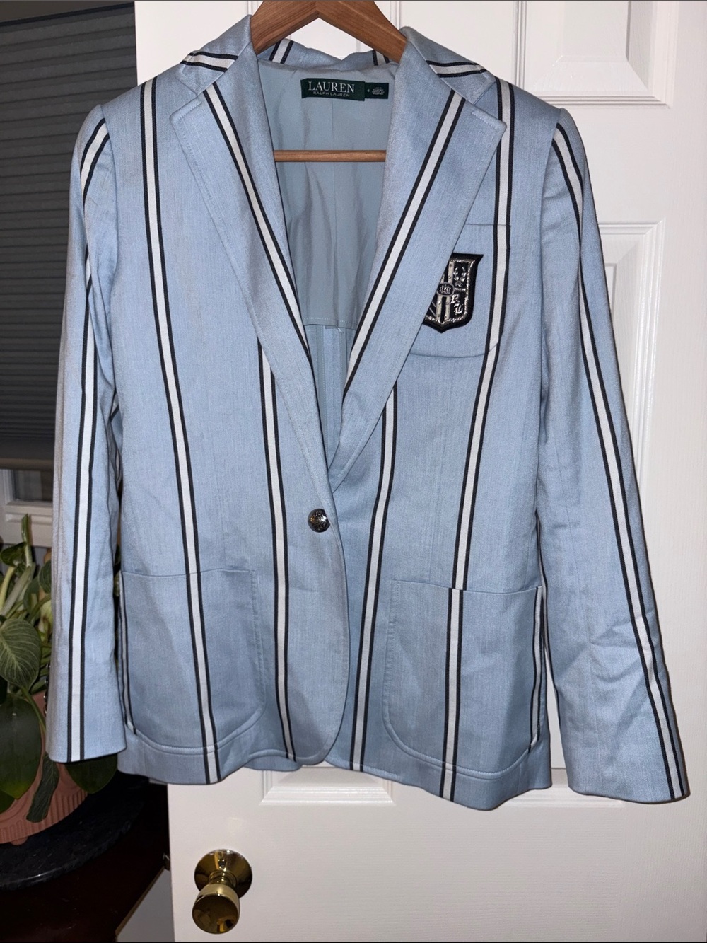 Lauren Ralph Lauren Light Blue Cricket Blazer with Navy & White Stripes